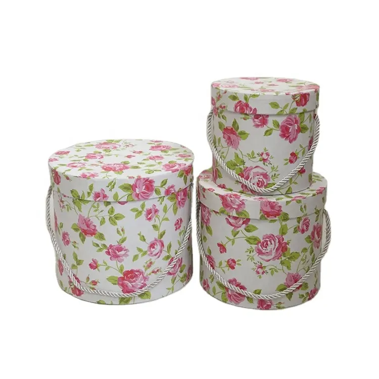 Chengruo 3 PCs Per Set Packaging Materials Hugs Bucket Basket Floral Flower Packing Gift Paper Box Lid For Bouquet