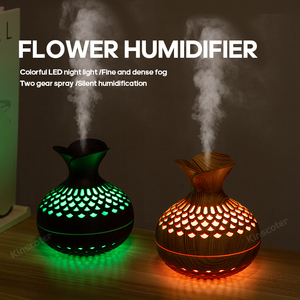 เครื่องเพิ่มความชื้นแบบพกพา ไฟ LED 7 สี พร้อมไฟกลางคืน พอร์ต USB ลายไม้ เครื่องพ่นไอน้ำอัลตราโซนิก สำหรับบ้านและสำนักงาน - Product Image 2