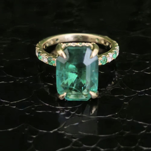 Anillos de Moda Clásicos Personalizados para Mujer, Anillo de Diamante Cultivado en Laboratorio con Corte Esmeralda, Oro de 14k y 18k, Regalo de Aniversario, Joyas RIZTA de Lujo - Product Image 1