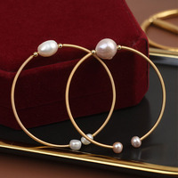 Bijoux Lucy, best-seller, perle d'eau douce naturelle de qualité AAAA, bracelet ouvert à perles baroques, fait main pour femmes, plaqué or 14 carats NGTC