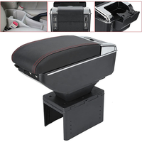 ABIRAM Console centrale organisateur voiture accoudoir simple Double couche boîte de rangement avec cuir PVC