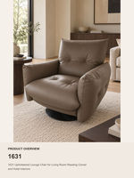Fauteuil lounge moderne en cuir 1631, fauteuil pivotant d'appoint rembourré pour salon et coin lecture