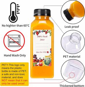 New 12 16Oz French Square PET Plastic Soft Drink <b>Bottle</b> Cap <b>Brush</b> Silk Screen Printed for Storing Homemade Cold Brew Coffee - Product Image 2