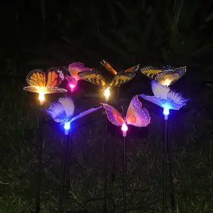 DLL373 Wholesale Vivid Simulate Butterflies Stakes Light Garden Ornament Patio Decoration Butterfly LED Light