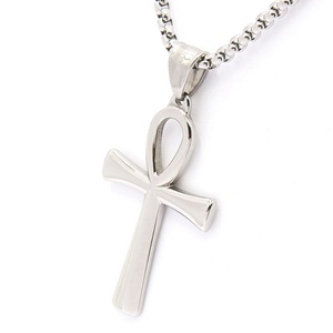 Collier pendentif croix Inca tendance en acier inoxydable argenté de haute qualité avec breloque pour homme, 7g, cadeau - Product Image 2