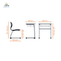 Mobilier scolaire Bureau et chaise d'étudiant Bureau d'étudiant à hauteur réglable Ensemble table et chaises pour l'école primaire