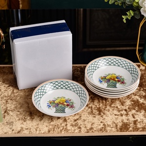 Wholesale White Garden basket Painted Fruit basket Coffee Cup Double Ear Bowl Dinner Plate Soup Plate Tableware Large Set - Product Image 4