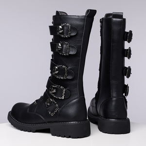Bottes de motocross pour hommes avec boucle métallique, chaussures de moto d'extérieur à la cheville, style <span class=keywords><strong>punk</strong></span> tendance, bottes de moto épaisses pour hommes - Product Image 3