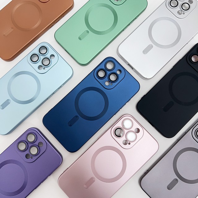 2024 INS Style Magnetic Mobile Cover for iPhone 16 15 Pro Max Metallic Paint with Lens protection Shockproof Mobile Phone case