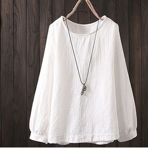 Kemeja & Blus Wanita Warna Solid Lengan Panjang Kerah Bulat Ukuran Besar Atasan Baju Dasar Pakaian Kantor Atasan Wanita Musim Gugur - Product Image 2
