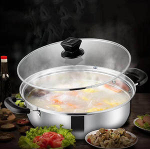 Precio de fábrica 28cm Acero inoxidable Uso general Hotpot Acero inoxidable Sopa <span class=keywords><strong>Olla</strong></span> Utensilios de cocina <span class=keywords><strong>Olla</strong></span> de leche multiusos, Sartén plana - Product Image 1