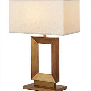Lampe de table moderne en aluminium avec abat-jour en lin beige, design minimaliste, LED blanc chaud 3500K, Ra95 CRI95, électrique, chambre à coucher, salle à manger - Product Image 1