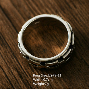 S925 실버 빈티지 체인 회전 반지 남성용 - Product Image 2