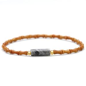 Pulseras de Piedra Natural Hechas a Mano, Diseño Elegante <span class=keywords><strong>y</strong></span> Equilibrado, Forma de Bambú, Tubo Delgado <span class=keywords><strong>El</strong></span>ástico, para Mujeres <span class=keywords><strong>y</strong></span> Hombres - Product Image 4