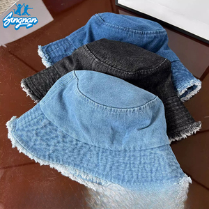 Chapéu Bucket de Denim Vintage Coreano com Efeito Desgastado para Mulheres, Proteção Solar e Efeito de Afinar o Rosto - Product Image 3