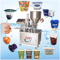 Machine de remplissage et de scellage automatique de petit gobelet en plastique de type rotatif pour boisson liquide jus lait chaud huile yaourt