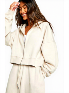 Women's Winter Casual Tracksuit Set Hooded Two Piece Solid Color Loose Fit Full Length Drawstring Pants Side Pockets - Product Image 6