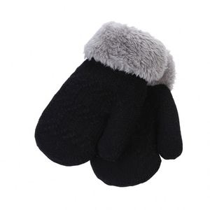 Gants en polaire épais doublés de polaire pour enfants de 0 à 3 ans, gants chauds pour bébé, jacquard en sergé uni, couleur unie, laine - Product Image 5