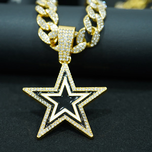 Collar con Colgante de Estrella de Cinco Puntas con Goteo de Aceite Azul y Perla, Insignia del Equipo de Rugby de los Dallas Cowboys, Éxito de Ventas Europeo y Americano - Product Image 4