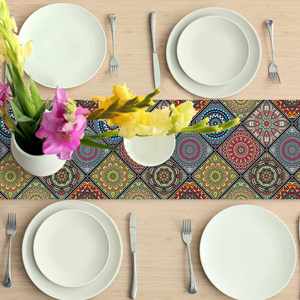Rustic Vintage Table Runner Flag With <b>Printing</b> Bohemian Tablecloth Wedding Home Decor - Product Image 3
