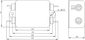 Dorexs dba4 Single phase <span class=keywords><strong>Power</strong></span> Line <span class=keywords><strong>EMI</strong></span> Lọc 10a-30a | AC DC RFI Lọc ức chế tiếng ồn | ul CE ROHS chứng nhận nhà sản xuất - Product Image 4