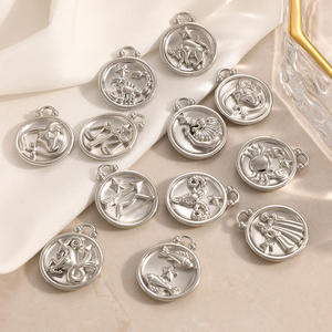 Colgantes de constelaciones de acero inoxidable de doble cara, accesorios de joyería DIY para collar, regalo unisex, origen Yiwu - Product Image 1