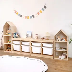 Ruang anak-anak furnitur kayu mainan anak-anak buku rak penyimpanan sepatu Modern lemari kayu kombinasi kabinet kayu untuk anak-anak