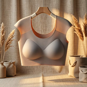 Sujetador sin aros de nailon fino con relleno, diseño de hombros en ángulo recto, top de lencería sexy con efecto push-up - Product Image 4