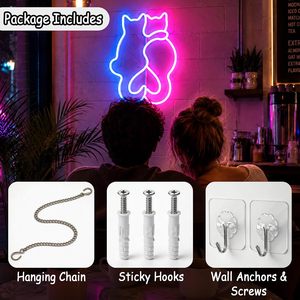 Double Cat Letreros Neon LED dimmable USB powered ambient <b>light</b> store <b>window</b> decoration <b>light</b> street indicator <b>light</b> Customized - Product Image 2