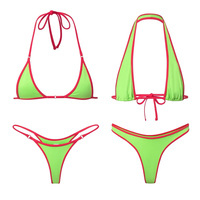 OEM Gerecycleerde Op Maat Gemaakte Zwemkledinglijn Fabrikant Verstelbare Contrastbies Geen Vulling Dubbel Gevoerde Bikiniset Dames Badpak