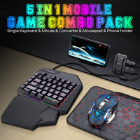 Clavier et souris de jeu mobile T-WOLF Combo-One Hand Design RGB Backlit Keys Programmable Wrist Support