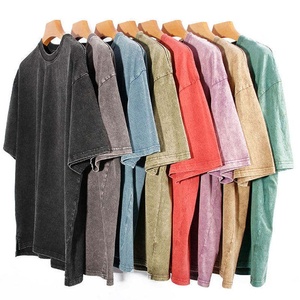 High Quality 300gsm Heavyweight Cotton Acid Washed T Shirt Custom Logo Oversized Vintage Streetwear Plain Shirts - Product Image 5