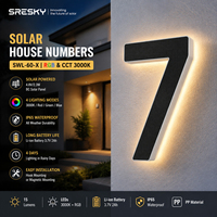 Placa de Número de Casa con Letras LED Solares, Letrero de Dirección Impermeable IP65 para Valla Exterior y Porche, Encendido/Apagado Automático