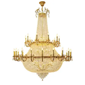 Modern Ceiling Lights Plated Luxury Crystal Glass Hanging Lamps Vintage Lighting Multi Head Crystal Candle Chandelier