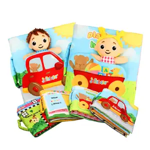 Custom logo wholesale baby sensory toys soft fabric quiet clothing book plush crinkle paper baby cloth books