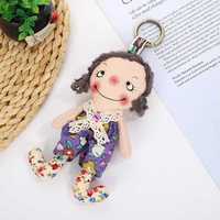 Porte-clés en peluche en promotion, adorable jouet en peluche pour enfants, poupée crochetée à la main avec cheveux bouclés pour fille, pendentif porte-clés jouet