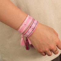 Bracelets Evil Eyes personnalisés Bracelets de broderie réglables Bracelet en tissu tissé pour femmes