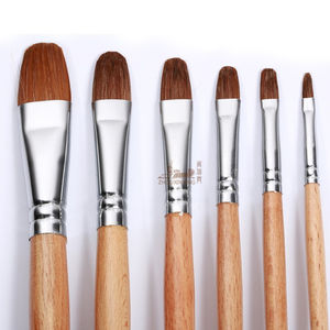 Ensemble de 6 pinceaux en poils de blaireau, manche en bois de hêtre, forme de noisette, pour peinture à l'huile, aquarelle, craie et acrylique – Fournitures d'art - Product Image 4