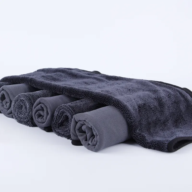 big wholesale car pro 600 gsm microfiber deluxe dual black microfibre drying towel for car monster