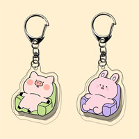 Porte-clés pendentif en plastique double face motif ours de dessin animé mignon, tendance mode, pour cadeaux promotionnels publicitaires en gros