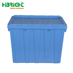 Heavy Duty Plastic Logistics <b>Crate</b> Durable <b>Stackable</b> Moving Tote with Reinforced Base and Integrated Lid - Product Image 2