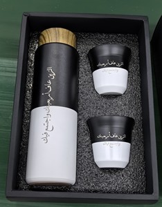 Consegna rapida in magazzino Arabia Engrave logo doppia parete isolati tazze in acciaio inossidabile caffè Espresso tazze Thermos Set regalo - Product Image 2