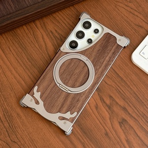 เคสโทรศัพท์แผงไม้วอลนัทแท้ขั้นสูงสำหรับ Samsung S26 S25 S24พิเศษพร้อมขาตั้งแม่เหล็ก360 ° ฝาครอบกันกระแทก - Product Image 1