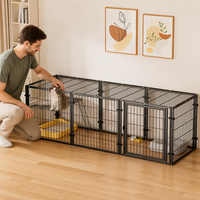 Parc pour animaux de compagnie en métal à 8 panneaux avec couvercle supérieur, plateforme, échelle, cage pour chat en fer, clôture d'exercice pour usage intérieur