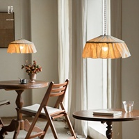Lustre tissé en lin et fer, style Wabi-Sabi japonais, 220V, pour salon, lampe d'ambiance de chevet pour hôtel et gîte