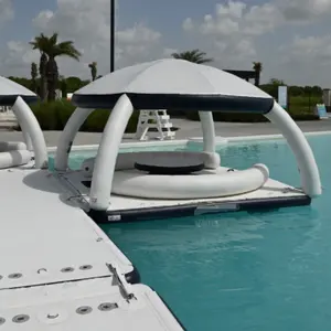 Развлечение в воде, Плавающий надувной плот, ПВХ водная док-платформа с палаткой и столом