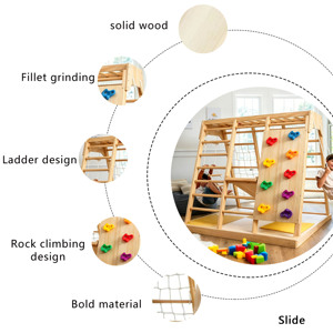 Wooden Indoor Playground Climber With <b>Swing</b> And Rock Wall For Kids 4-6 Years Unisex Climbing <b>Frame</b> Wooden Outdoor - Product Image 5