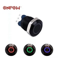 ONPOW 12mm en acier inoxydable rvb tricolore interrupteur à bouton-poussoir momentané mélanger tout changement de couleur par résistance