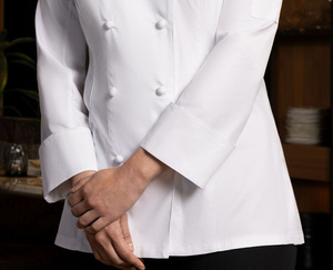 Uniforme de Chef de Algodón para Mujer, Chaqueta de Chef Blanca Personalizada, Abrigo de Bar, Uniforme de Cocina Corto de Mezcla de Algodón, Abrigo de Trabajo para Restaurante y Bar - Product Image 4