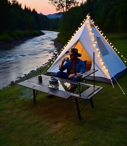 <span class=keywords><strong>Tavolo</strong></span> IGT Portatile Moderno Regolabile in Altezza in Alluminio con Borsa da Trasporto per Picnic, Campeggio e Cucina all'Aperto - Product Image 2